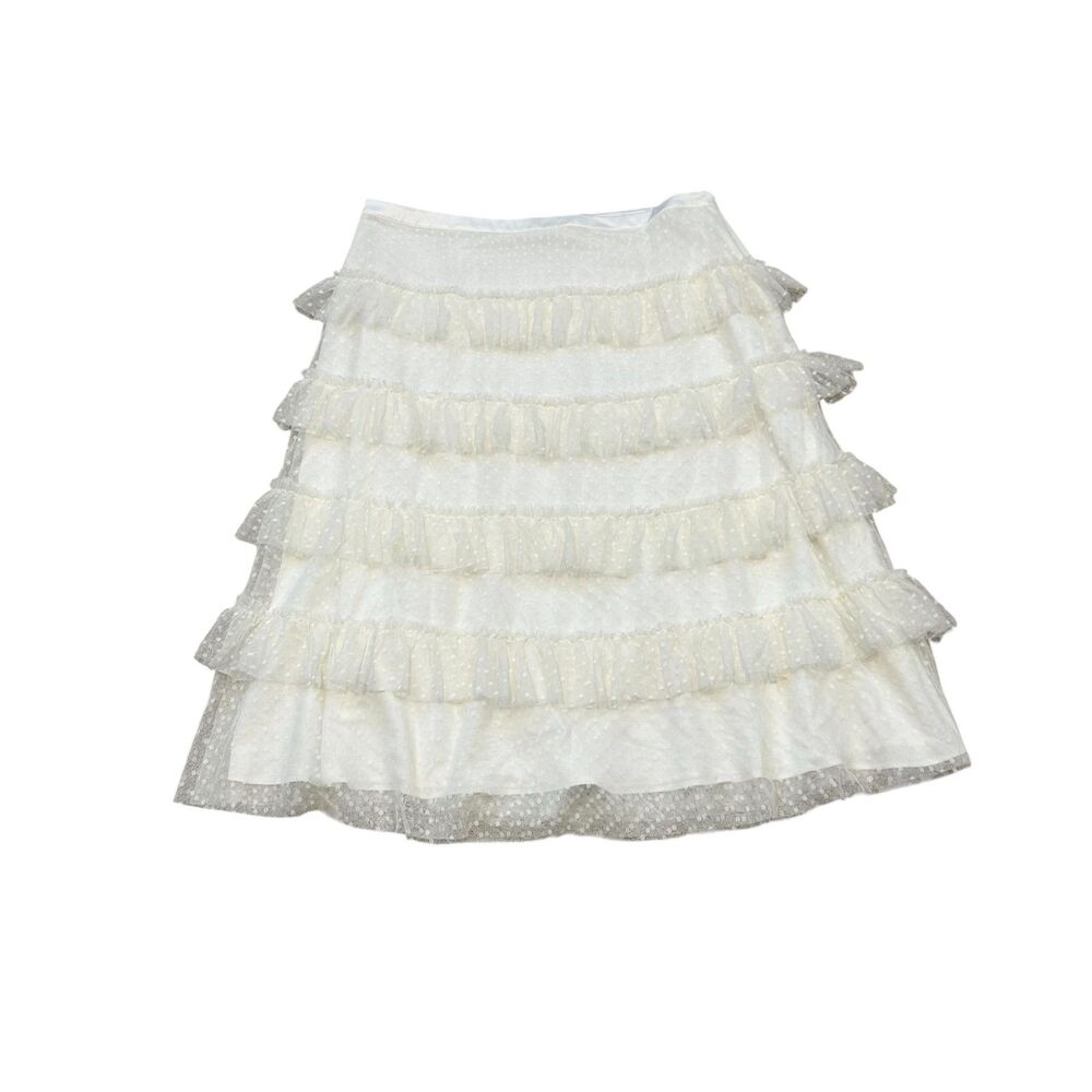 Rachel Parcell Tiered Dot Skirt in Ivory Size XL